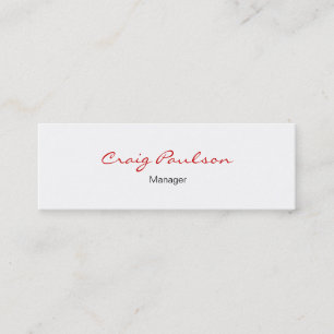 Mini Élégant script blanc Carte de visite rouge blanc