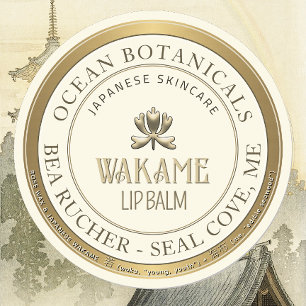 Mini Embossed Flower Lip Balm Metallic Gold Border Classic Round Sticker