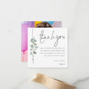 MINI Eucalyptus Photo Twenty First Thank You Card