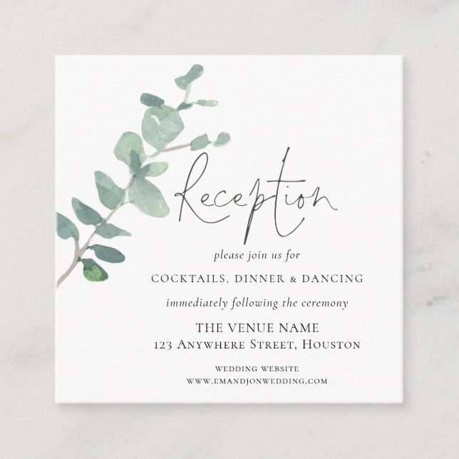MINI | Eucalyptus Wedding Reception Details Enclosure Card (Front)