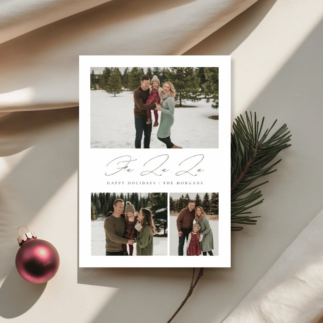 Mini Fa La La 3 Photo Elégante Carte de Noël (Créateur téléchargé)