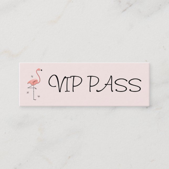 Mini Flamant rose rose 'VIP PASS' carte de visite maigr (Devant)