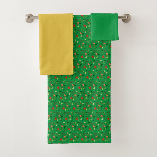 Mini fleur sauvage Motif vert rouge (En situation)
