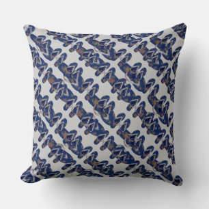 Mini Flip Flops (blue/grey) Throw Pillow