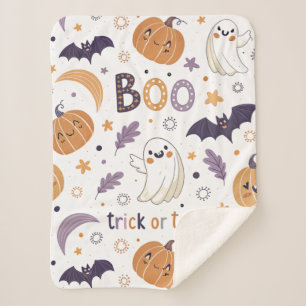 Mini Ghost & Pumpkin Sherpa Plaid – Taille Small