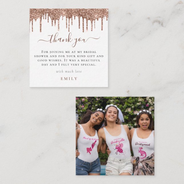 MINI Glitter Drip Photo Bridal Shower Thank You Card (Front/Back)