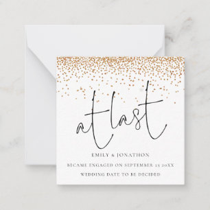 MINI   Gold glitter Confetti At Last Engagement Card