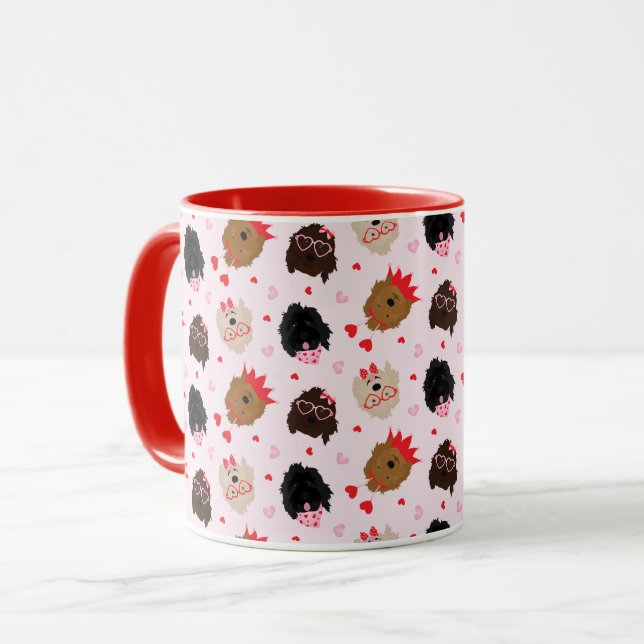 Mini Goldendoodle Dogs Valentines Day Mug (Front Left)