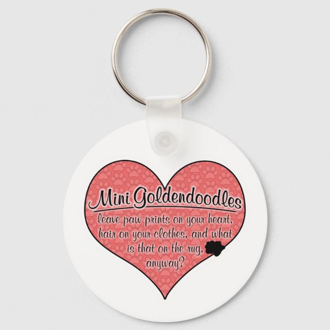 Mini Goldendoodle Paw Prints Dog Humour Keychain (Front)