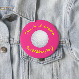 Mini Golf Ball Birthday Party Pink 4 Inch Round Button