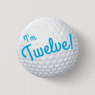 Mini Golf Balls Birthday Party Kids Blue 1 Inch Round Button