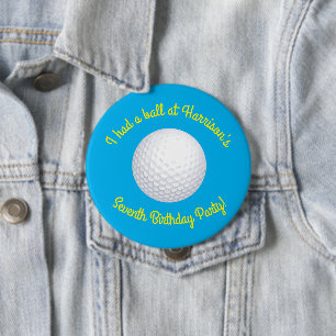 Mini Golf Balls Birthday Party Kids Blue 4 Inch Round Button