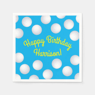 Mini Golf Balls Birthday Party Kids Blue Napkin