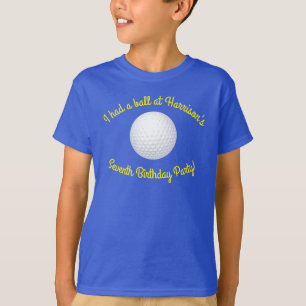 Mini Golf Balls Birthday Party Kids Blue T-Shirt