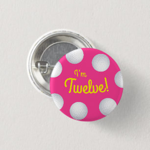 Mini Golf Balls Birthday Party Kids Pink 1 Inch Round Button