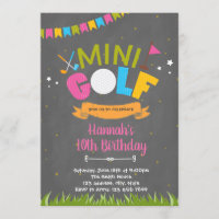 Mini golf birthday party invitation