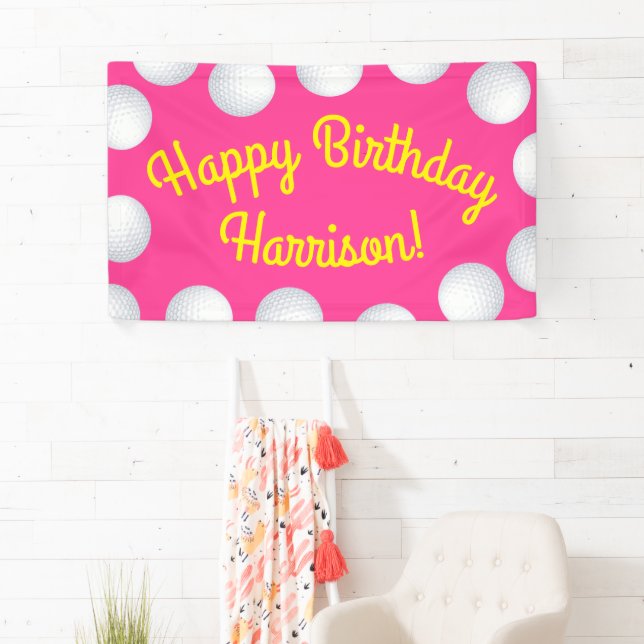 Mini Golf Birthday Party Pink Banner (Insitu)