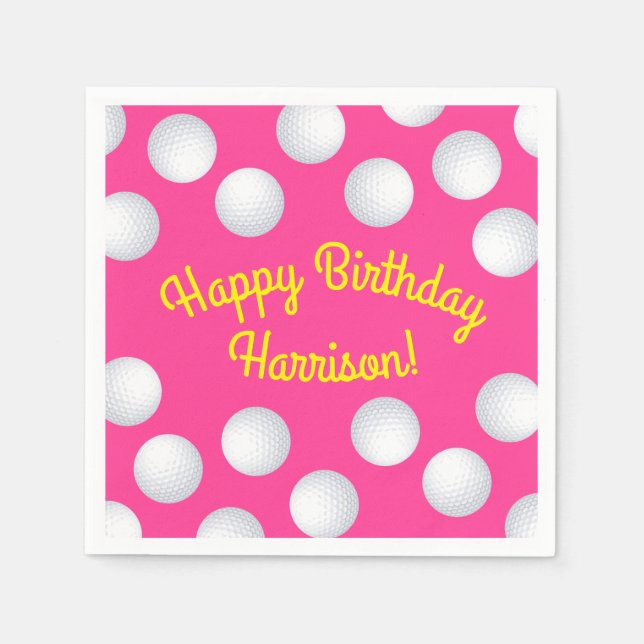 Mini Golf Birthday Party Pink Napkin (Front)
