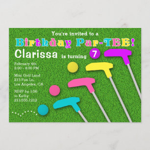 Mini Golf Par-Tee Putt Putt Girl Birthday Invitation