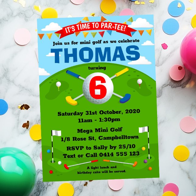 Mini Golf Putt Putt Boys Birthday Party Invitation (Main Image)