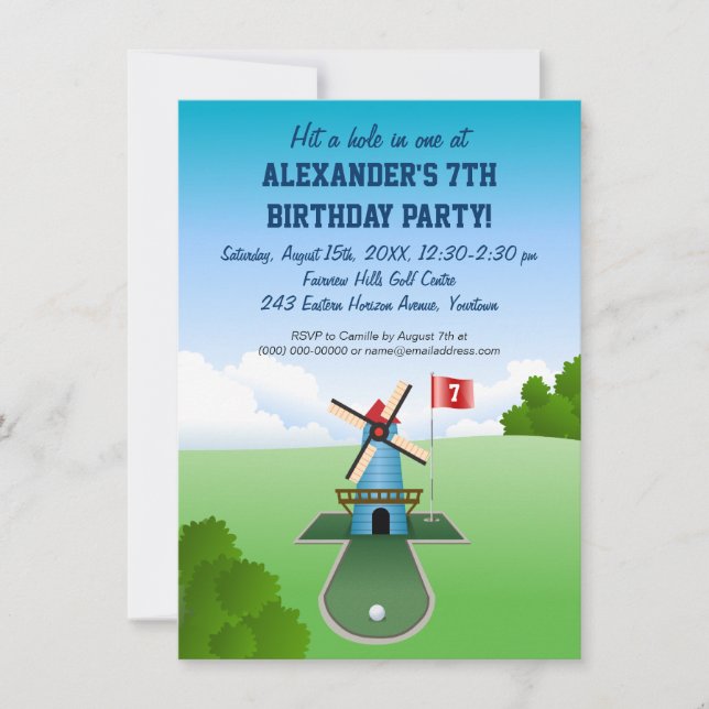 Mini Golf Windmill Party Invitation (Front)