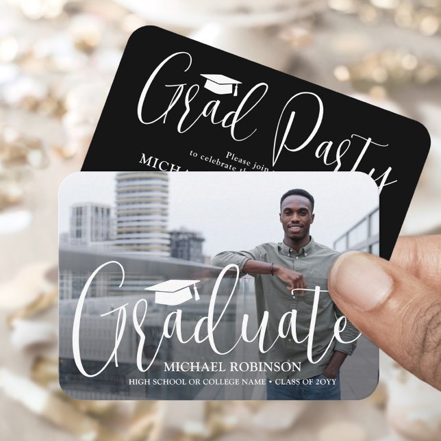 Mini Graduation Party Modern One Photo Invitation (Creator Uploaded)