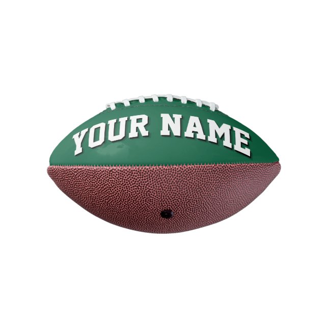 Mini GREEN AND WHITE Personalized Football (Rotated 270)