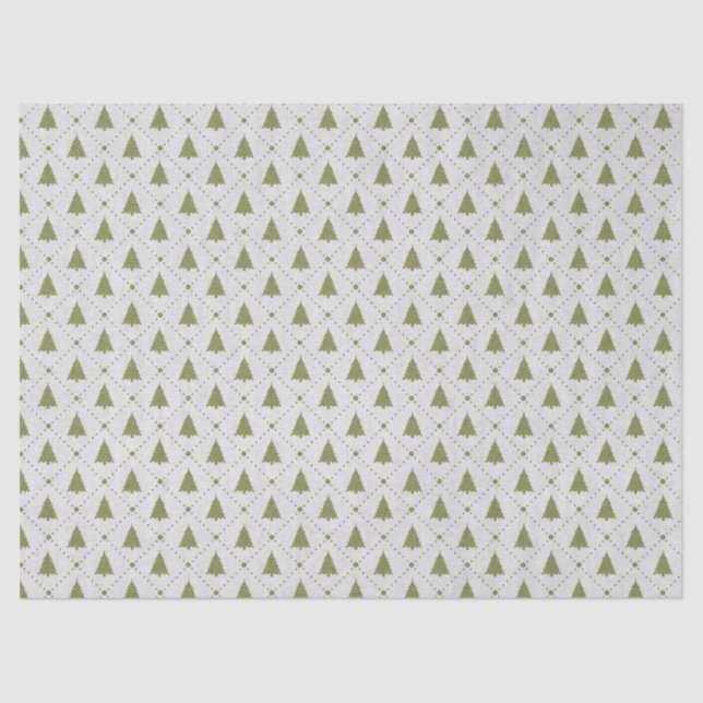 Mini Green Christmas Trees Decoupage Tissue Paper (Front)