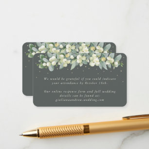 Mini Grey Green Snowberry+Eucalyptus Online RSVP Enclosure Card
