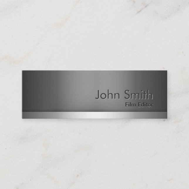Mini Grey Metal Film Editor Business Card (Front)