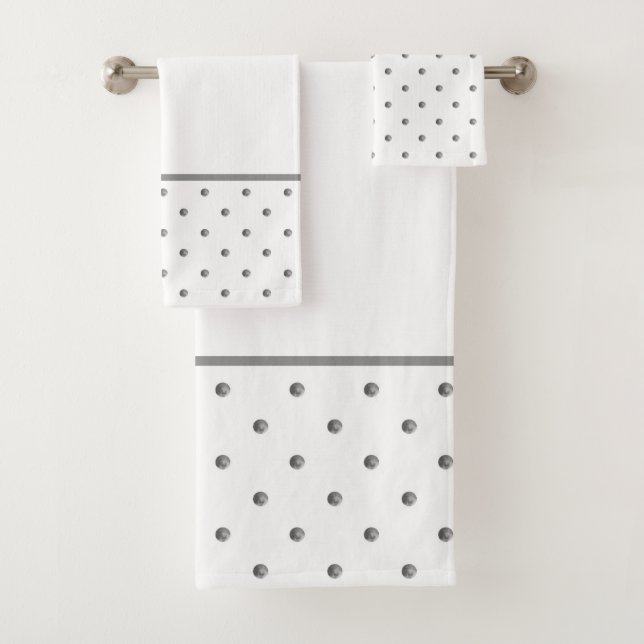 Mini Grey Watercolor Polka Dots Bath Towel Set (Insitu)