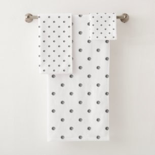 Mini Grey Watercolor Polka Dots Bath Towel Set