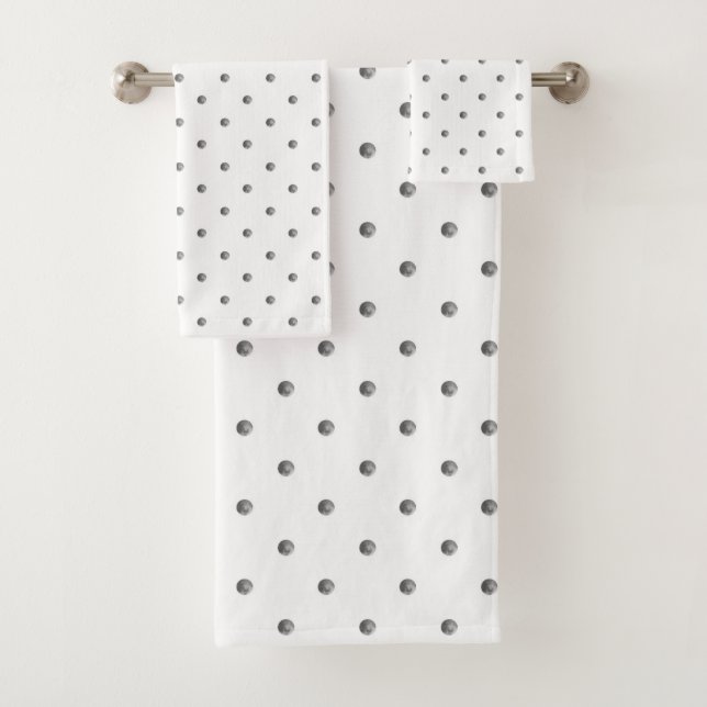 Mini Grey Watercolor Polka Dots Bath Towel Set (Insitu)