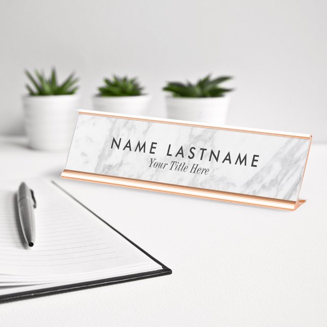 Mini-gris Marbre blanc personnalisé plaque signalé (Créateur téléchargé)