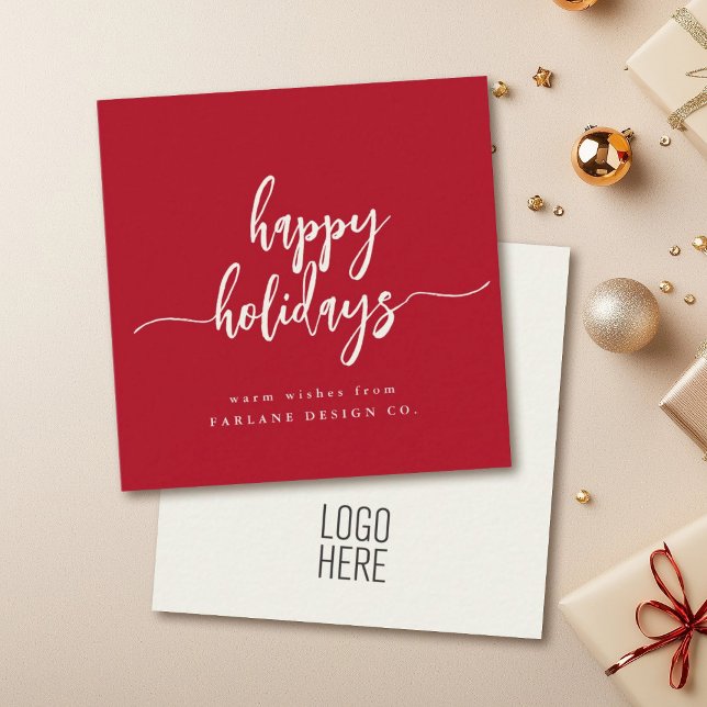Mini Happy Holidays Modern Elegant Script Card (Creator Uploaded)