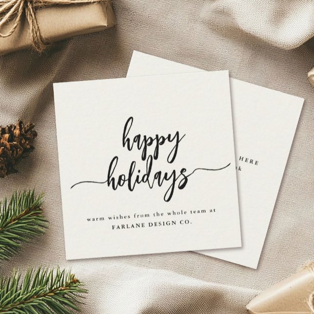Mini Happy Holidays Modern Script Business Logo Card (Creator Uploaded)