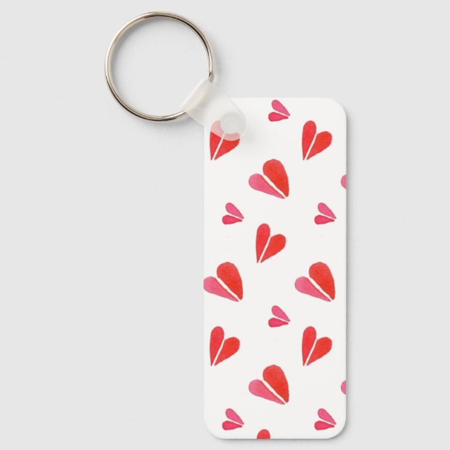 Mini Hearts Aluminum Rectangle Keychain (Front)