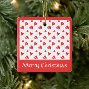 MINI HEARTS Ceramic Square Ornament + Text