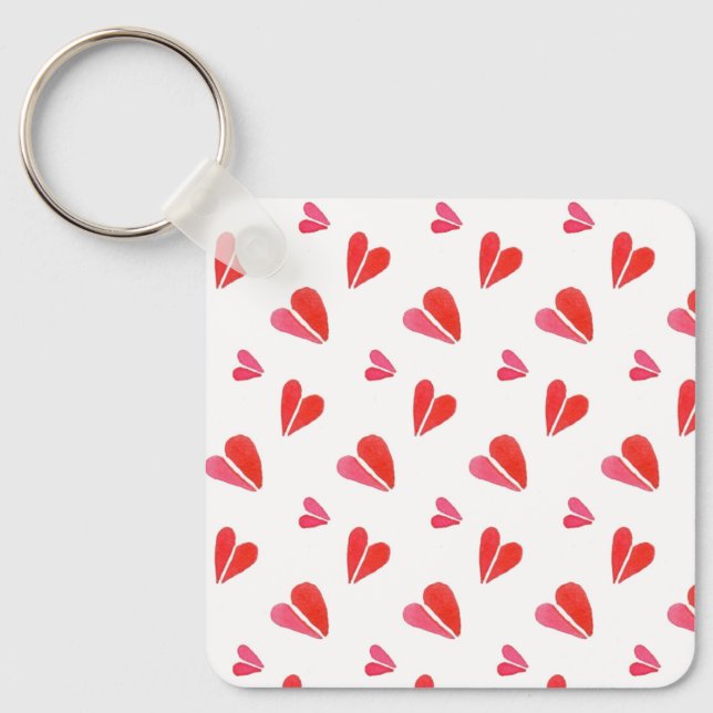 Mini Hearts Square Aluminum Keychain (Front)