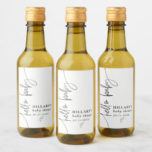 Mini Hello Baby Elegant Calligraphy Baby Shower Wine Label