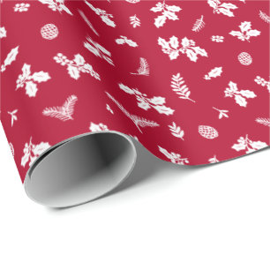 Mini holiday greenery design wrapping paper