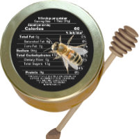 Mini Honey Lid Label Black Nutrition Fact with Bee