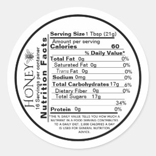 mini Honey Nutrition Facts Round Label Black Bee