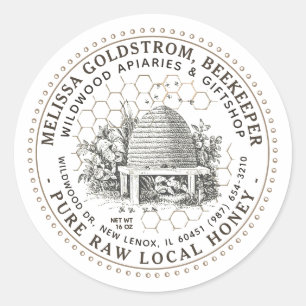 mini Honey Vintage Garden Skep Label honeycomb