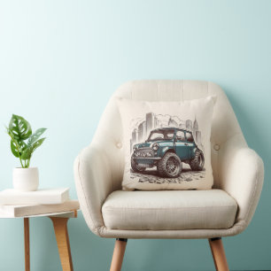 Mini-hot-rod Throw Pillow