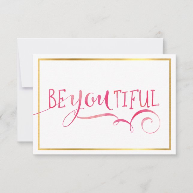 MINI INSPIRATION CARD be-you-tiful typography pink (Front)