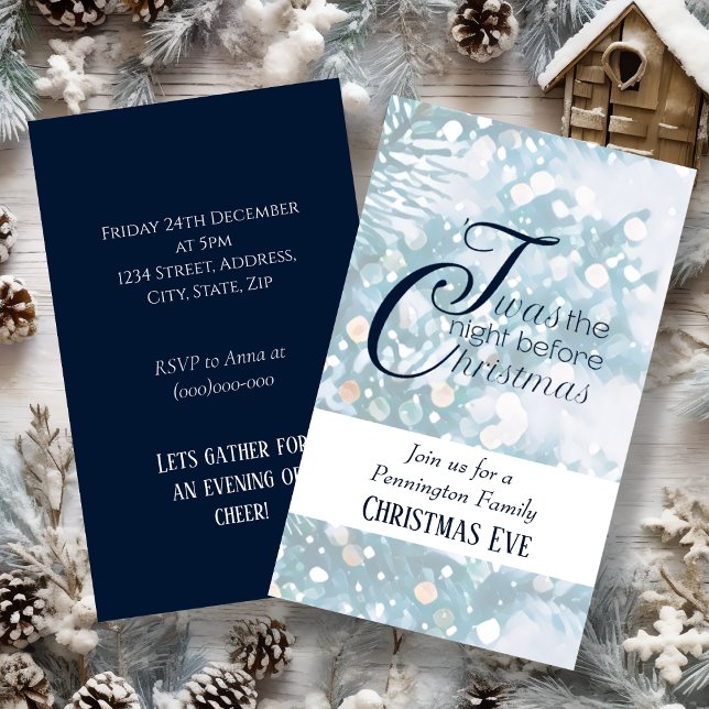 Mini invitation de la soirée de Noël bleu et blanc (Créateur téléchargé)
