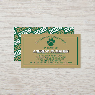 Mini Invitations de diplôme Green & Gold Pawprint