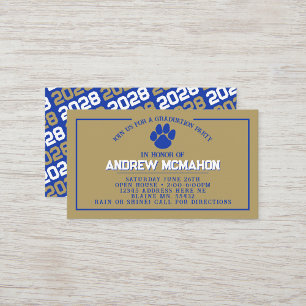 Mini Invitations de diplômes Blue & Gold Pawprint