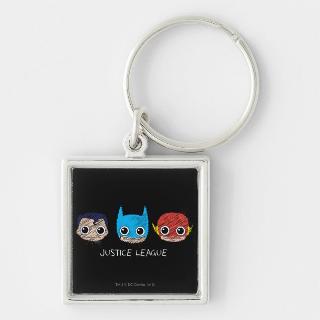 Mini Justice League Heads Sketch Keychain (Front)